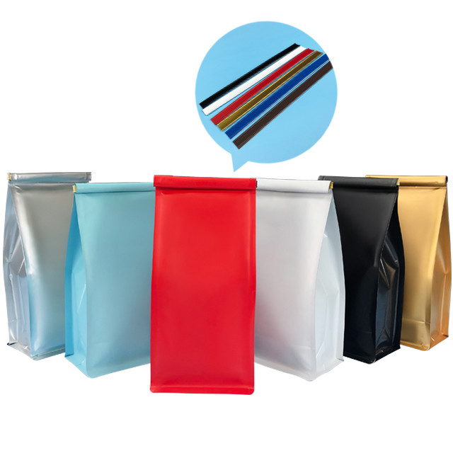 Best Food Grade Different Color Coffee Beans Packaging Aluminum Foil Tin Tie Bag wholesale