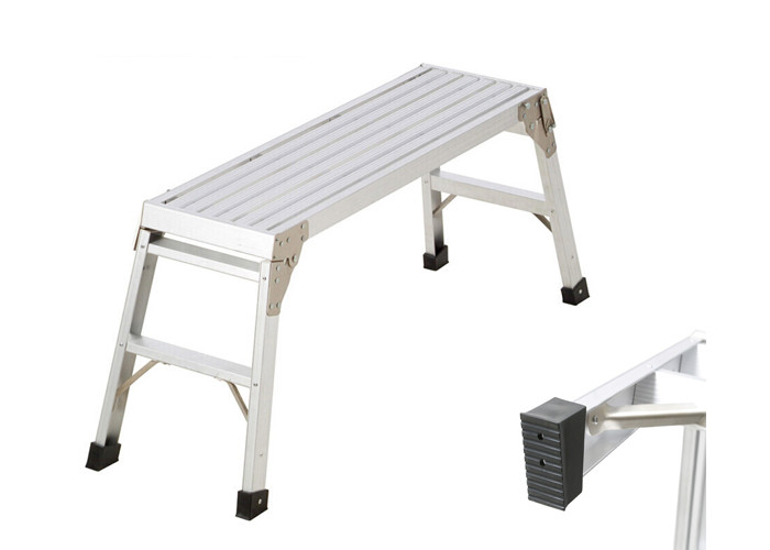 Best 100x38cm Aluminum Work Platform Ladder Silver Color With Anti Slip End Cap wholesale