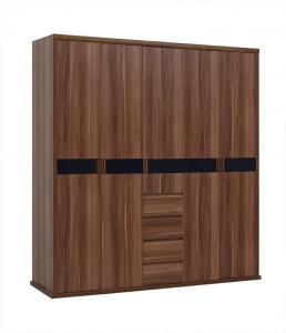 Best Luxury Aparment Bedroom Furniture by big pull out doors in wall Wardrobe in MDF melamine with walnut solid edged wholesale