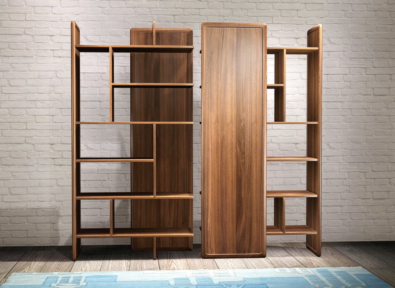 Best 2017 New walnut wood Bespoke Furniture Storage Cabinet Display Shelves with Glass door wholesale