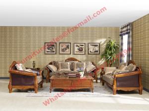 Best European Country Style Classic Solid Wooden Sofa Made by Italy Leather and Fabric Sofa Set wholesale