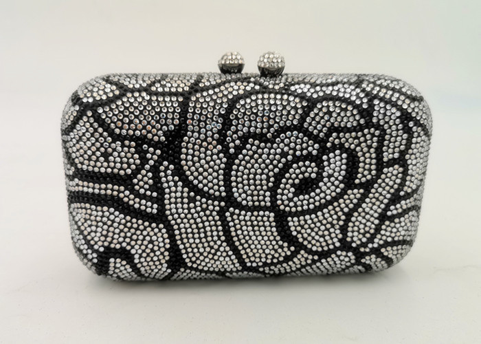 Best Flower Pattern Small Rhinestone Evening Bags Hard Case With Hot Fix Crystal wholesale