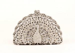 Best Sparkling Animal Women Stone Clutch Bag Hollow Out Peakcock Shaped wholesale