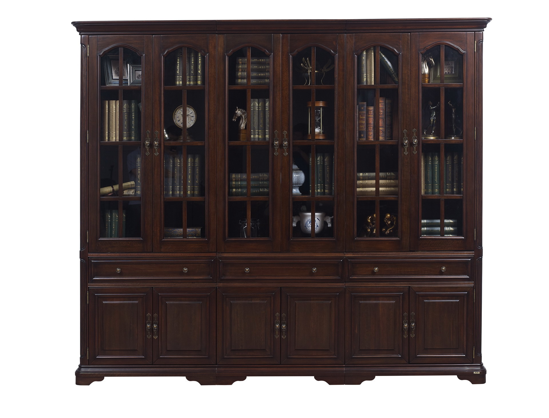 Best Home Office Study room furniture American style Big Bookcase Cabinet with Display chest can L shape for corner wall case wholesale