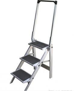 Best UV Certificate 3 Step Aluminum Ladder , Two Wide Step Stool Ladder With Tool Box And Wheels wholesale