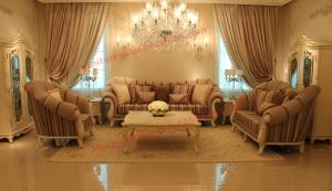 Best High End Romantic Sofa set made by Solid Wooden Frame with Leather and Fabric Cushion wholesale