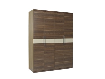 Best Walnut color Wardrobe armoires in four open doors and shelves for residence home Whole project furniture wholesale