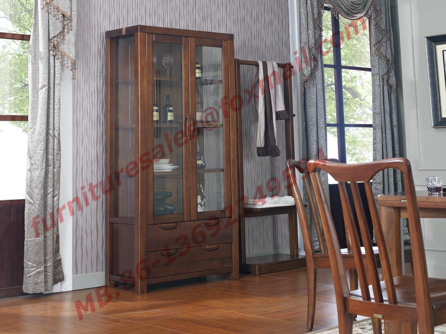 Best Solid wooden with Glass Door Sideboards for Wine Cabinet in Dining Room Furniture wholesale