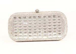 Best Rectangular Silver Rhinestone Evening Bags With 120cm Metal  Chain wholesale