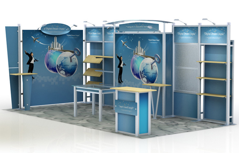 China Blue Portable Exhibition Booth Display , 3 x 6 Modular Exhibit Booths on sale