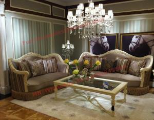 Best Luxury Design and Romantic Sofa set made by Wooden Carving Frame with Fabric Upholstery wholesale