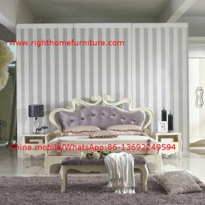 Best Flowers Headboard Wooden Bed in Neoclassical fabric design for luxury multiple star B& B Room Furniture wholesale