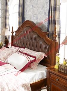 Best Leather Upholstery Headboard with Wooden Carving Frame in Bedroom Furniture sets wholesale
