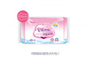 Best Extra Long 420mm Pure Cotton Sanitary Napkin Menstrual Period Use With Super Absorption wholesale
