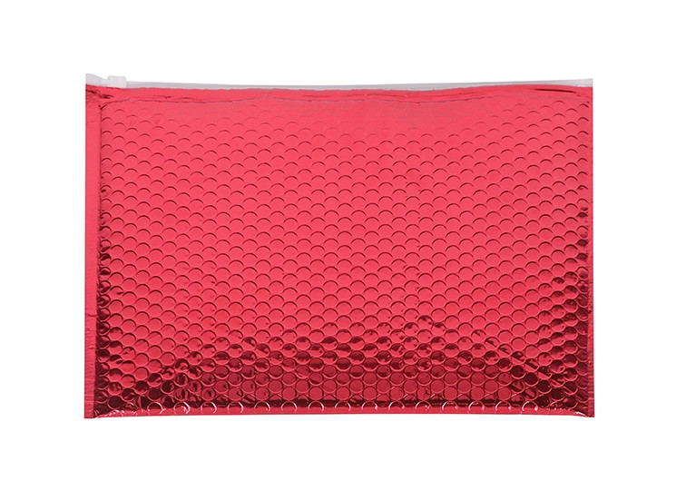 Cheap Red Shinny A3 Metallic Foil Padded Envelope Mailers Standard Pack Zipper Bubble Bag for sale