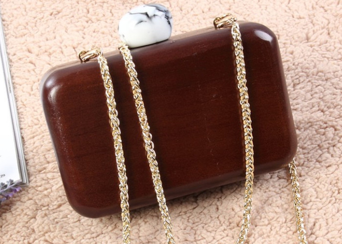 Best Elegant Ladies Evening Wooden Clutch Bag With Pearl Clasp Style Closure wholesale