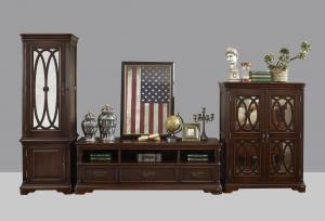 Best American Antique Living leisure room furniture sets Wooden TV wall unit set by Floor stand and Tall display cabinet wholesale
