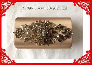 Best Rhinestone Flower Beaded Evening Bags , Break Open Closure Silver Glitter Clutch Bag wholesale