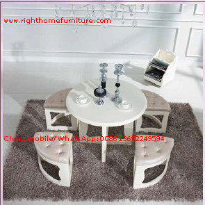 Best White painting Circular Leisure time tea table and upholstery stool wholesale