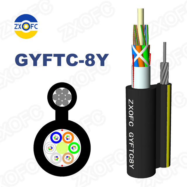 Best 12 Core Aerial Figure 8 GYFTC8Y Self-supporting Optical Cable With Steel Wire Messenger wholesale
