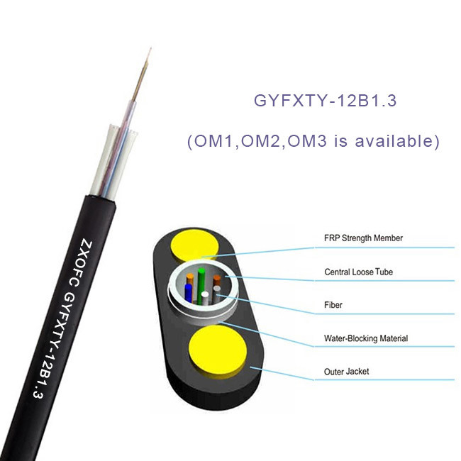 Best Gyfxty Outdoor Non Metallic Fiber Optic Cable 12 Core Single Mode G652D 30M Span Length wholesale