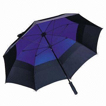 China 75cm x 8K Golf Umbrella, Double Canopy with Vents and Wind-resistant Feature on sale