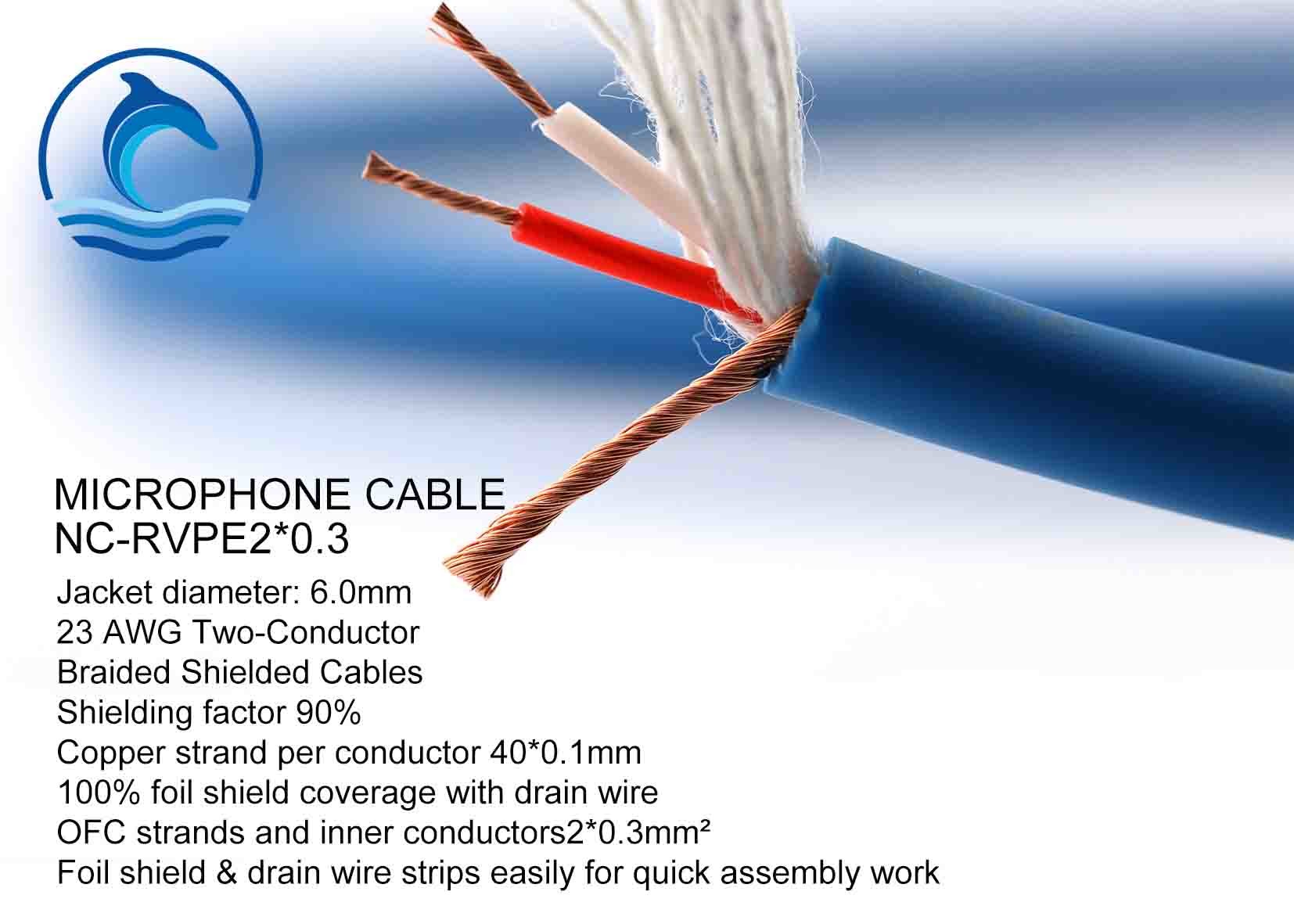 Best NC-RVPE2*0.3 Audio Video Cable Copper Spiral Shielding Balanced Microphone Cable wholesale