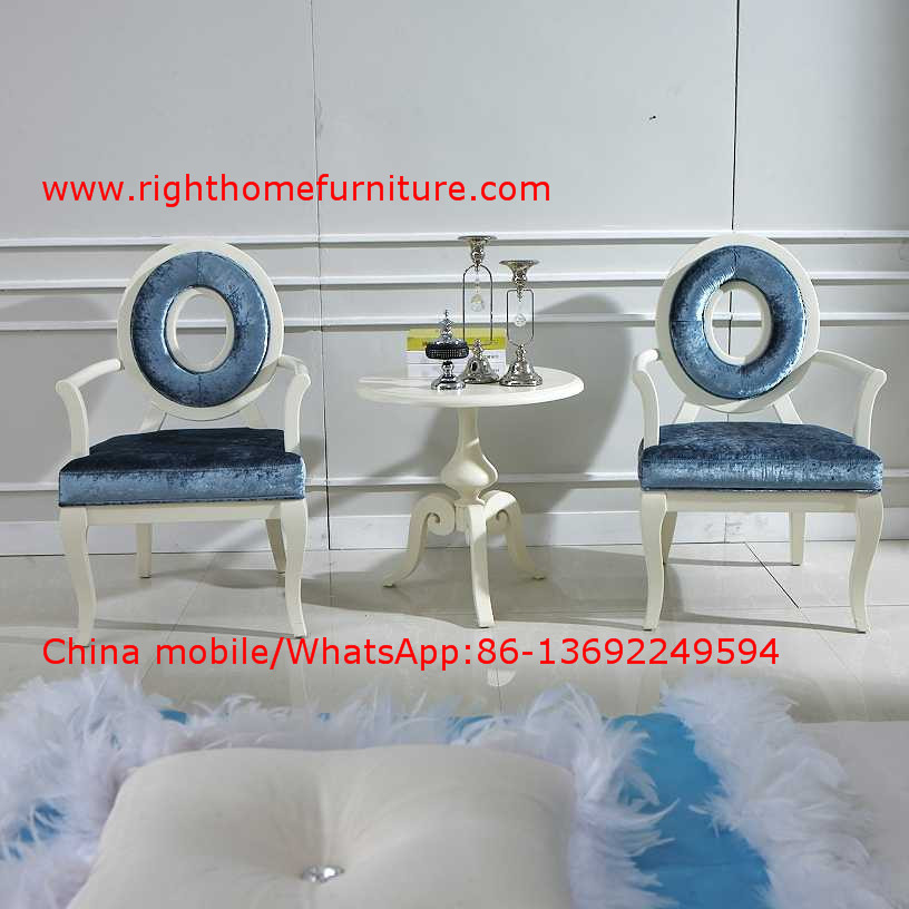 Best Leisure fabric with white painting solid wood chair in Neoclassical design and cocktail end table wholesale