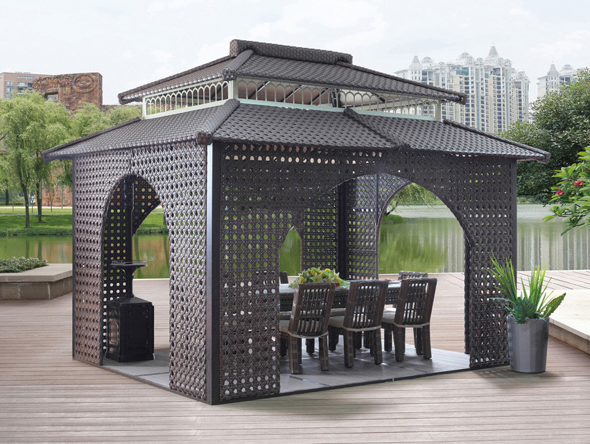 Best China garden house outdoor pavilion with sofa garden rattan tents 1114 wholesale