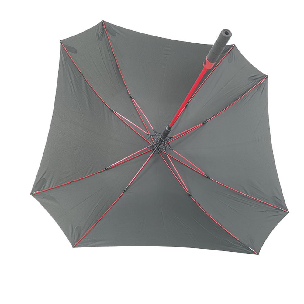 Durable Square Red Color Frame Windproof Golf Umbrellas With Reflective Logo Print