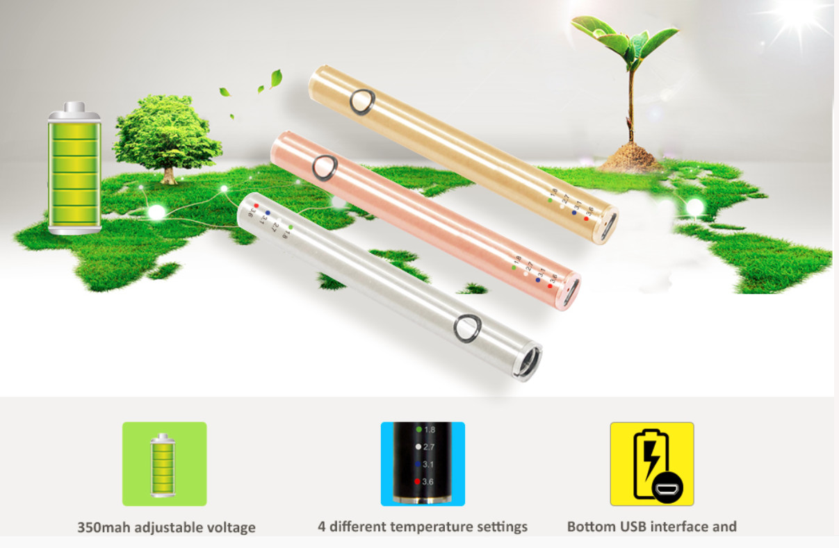 Best VB battery 4 different temperature setting 350mAh adjustable voltage oil vaporizer battery with prehead function wholesale