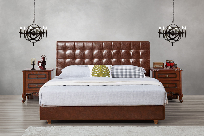 Best Leather / Fabric Upholstered Headboard Bed for Apartment Bedroom interior fitment by Leisure Furniture with Wooden table wholesale