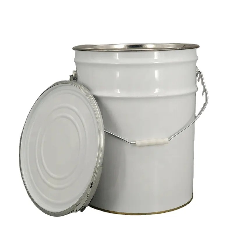 Buy cheap 5 Gallon Paint Bucket White Metal With Lever Lock Ring Lid from wholesalers