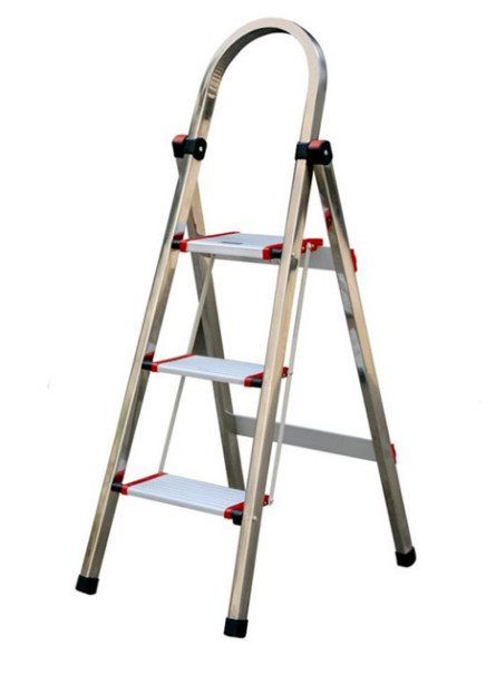 Best Folding 4 Step Silver Aluminium Alloy Ladder 1.3-1.5mm Thickness wholesale