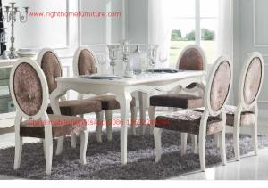 Best Ivory Neoclassical Dining Room Furniture collection by rubber wood with Glass or Marble table top wholesale