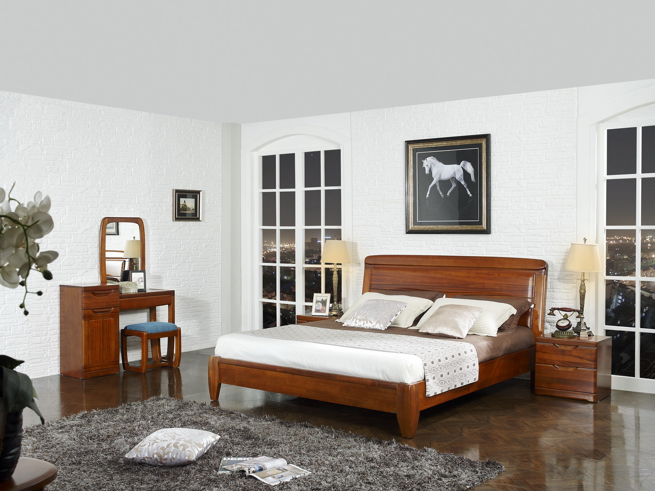 Best New design Nanmu Solid wood Bedroom furniture set By ISO9001 and FSC china good factory to sell high end quality wholesale