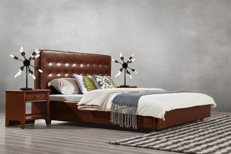 Best Good quality PU/ Imported Cow ISO9001 Leather Upholstered King Bed Frame Leisure Furniture for Hotel house Bedroom Suite wholesale