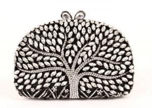 Best Encrusted Crystal Silver Clutch Evening Bag Large Srorage Space And Pearl Lock wholesale