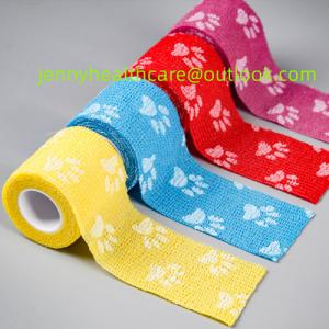 Best Free sample Pet wrap printed flexible fabric elastic vet wrap hoof cohesive tape veterinary bandage wholesale