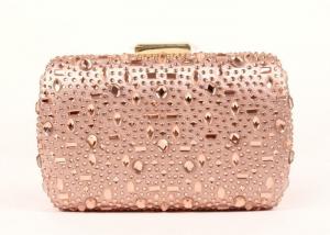 Best Bling Champagne Rhinestone Clutch Evening Bag , Hot Fixed Box Clutch Evening Bags wholesale