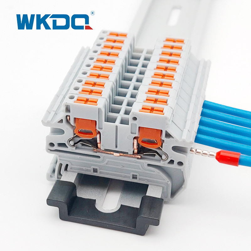 Anti Flamming Push In Ground Terminal Block Side Entry Wiring 2.5 Mm2