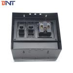 Clamshell hidden table mounted socket box for office table