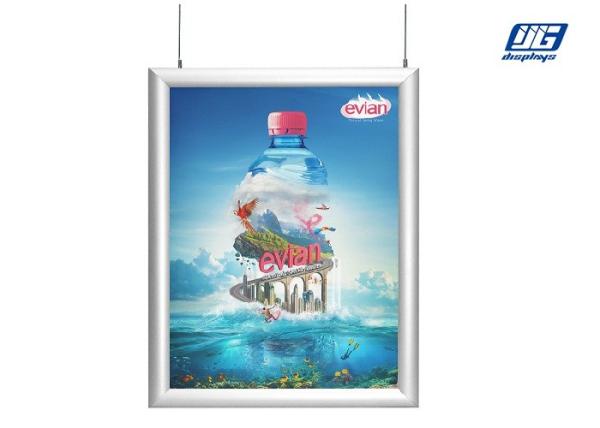 Cheap Double - Sided Hanging Picture Frames , Clip Hanging Poster Frame 180° View Angle for sale