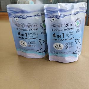 Chemical-Resistant Stand Up Pouches For Laundry Detergent Pods Packaging With Sealed And Custom Printing Function.