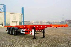 China 3 Axles 50 tons ABS Braking system extendable flatbed trailer for machine transport on sale