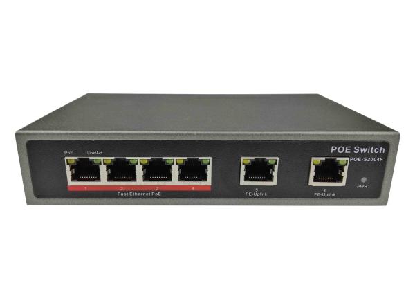Cheap POE-S2004F(4FE+2FE)_4 Port 10/100Mbps IEEE802.3af/at PoE Switch with 65W External power supply (Newly Developed) for sale