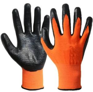 China Nitrile Palm Coated Work Gloves U3 Nitrile Coated Knitted Gloves Polyester Zebra Shell on sale