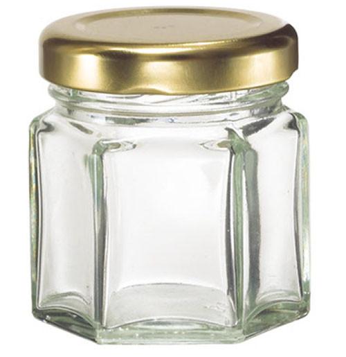 Cheap simple hexagon glass jar for honey, pickles,candy for sale