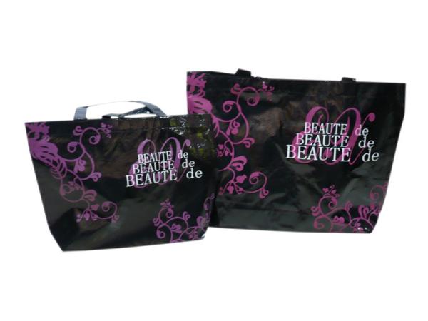 Cheap 75g Black Shining Coated Non Woven Carry Bag, Environment Friendly Custom Recyclable Bags for sale