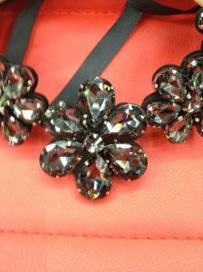 Best Sensational Crystal Flower Necklace / Black Statement Necklace Crystal Beading wholesale